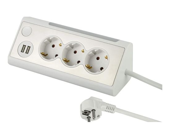 Electraline 62513 Pagarinātājs 3p 2xUSB Ligzdas 1.5m