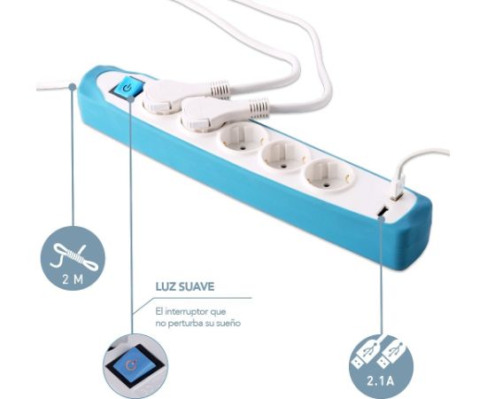 Electraline 62160 Pagarinātājs 5 Ligzdas 2xUSB 2m