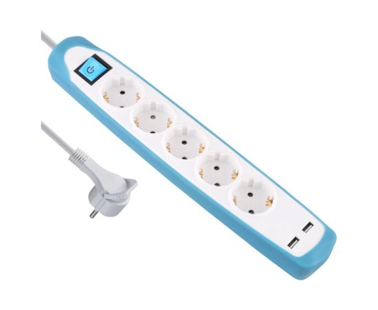 Electraline 62160 Pagarinātājs 5 Ligzdas 2xUSB 2m