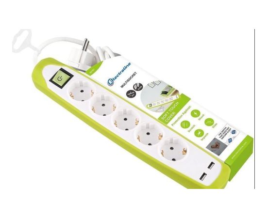 Electraline 62161 Pagarinātājs 5 ligzdas+2xUSB 2m