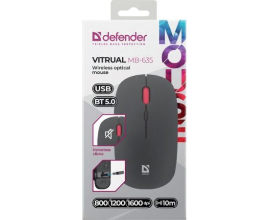 MOUSE DEFENDER VITRUAL MB-635 RF+BT SILENT 1600dpi 4P