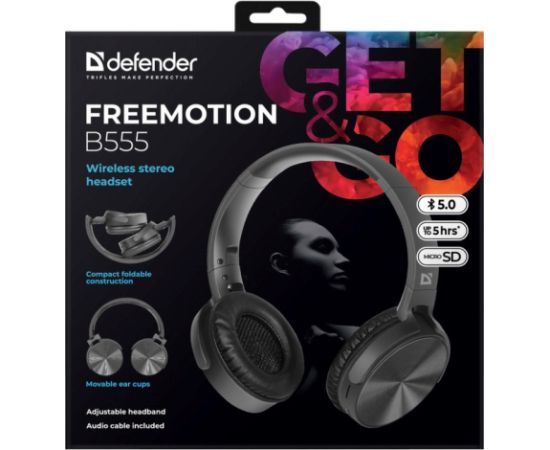 HEADPHONES DEFENDER BLUETOOTH FREEMOTION B555 BLACK