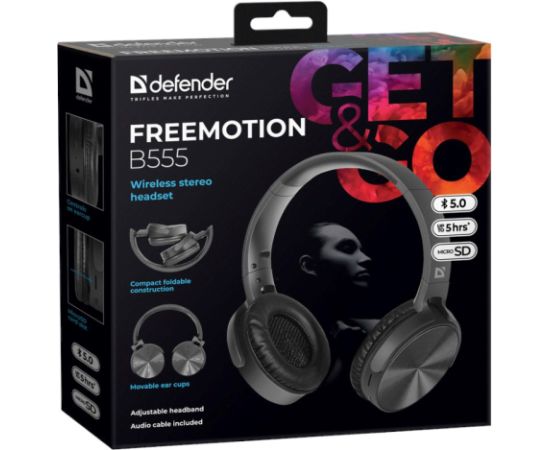 HEADPHONES DEFENDER BLUETOOTH FREEMOTION B555 BLACK