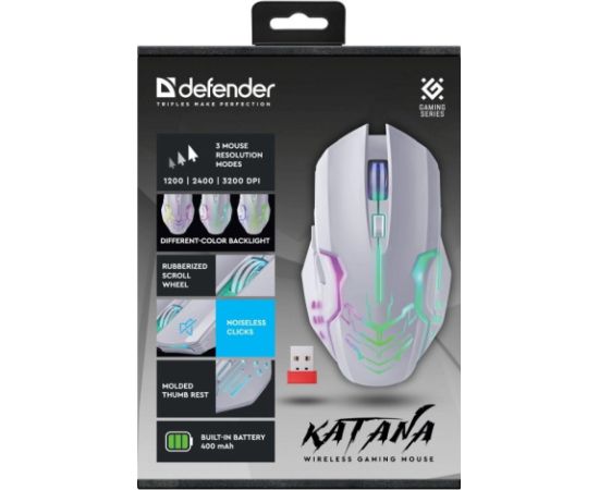 MOUSE DEFENDER GM-511 KATANA RF 3200dpi 7P WHITE