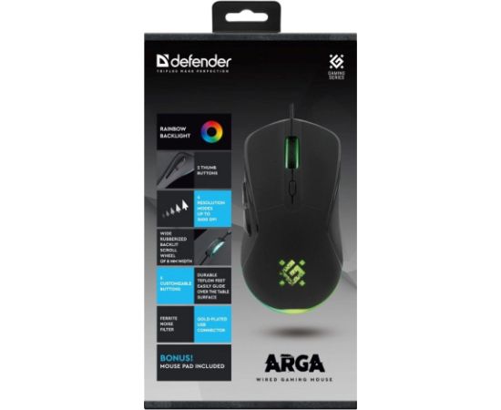 MOUSE DEFENDER GM-049 ARGA OPTIC 3600dpi 6P BLACK