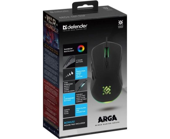 MOUSE DEFENDER GM-049 ARGA OPTIC 3600dpi 6P BLACK