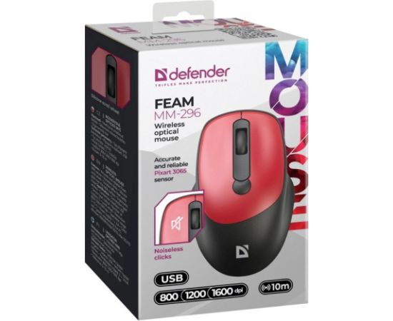 MOUSE DEFENDER FEAM MM-296 RF SILENT RED