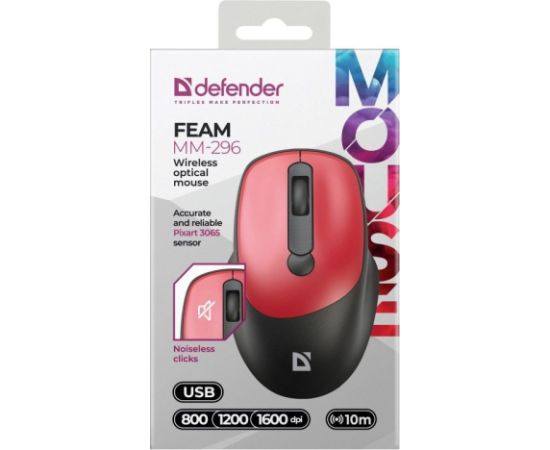 MOUSE DEFENDER FEAM MM-296 RF SILENT RED