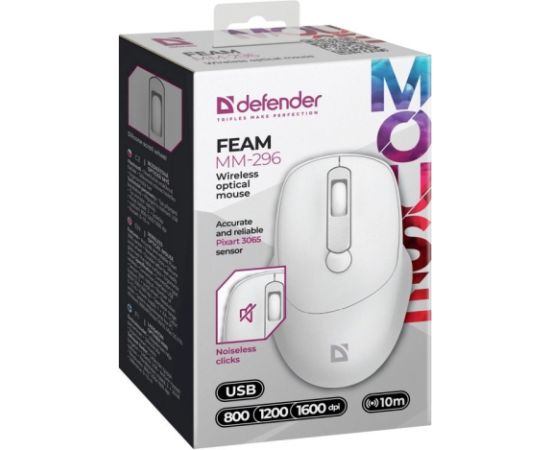 MOUSE DEFENDER FEAM MM-296 RF SILENT WHITE