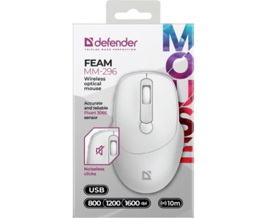 MOUSE DEFENDER FEAM MM-296 RF SILENT WHITE