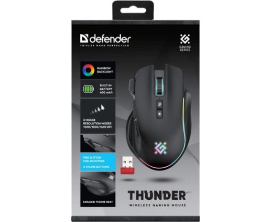 MOUSE DEFENDER GM-213 THUNDER RF 1600dpi 8P BLACK