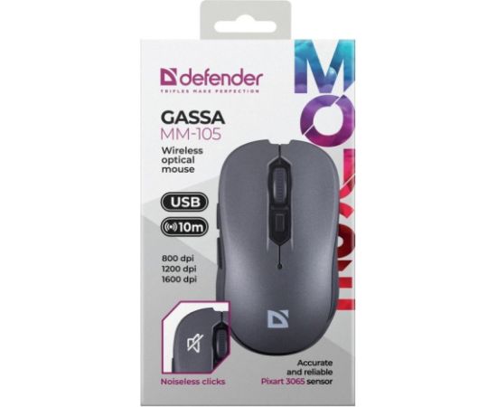 MOUSE DEFENDER GASSA MM-105 RF SILENT GREY