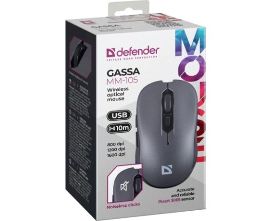 MOUSE DEFENDER GASSA MM-105 RF SILENT GREY