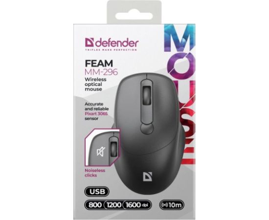 MOUSE DEFENDER FEAM MM-296 RF SILENT BLACK