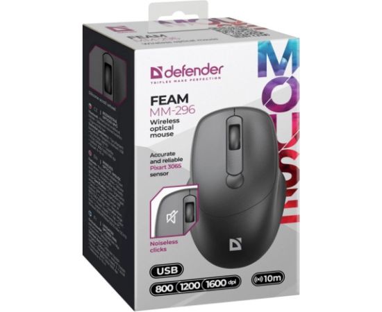 MOUSE DEFENDER FEAM MM-296 RF SILENT BLACK