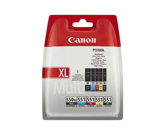 Canon PGI-550XL PGBK/CLI-551 (6431B009) Ink Cartridge Multipack, PGBK/C/M/Y/BK