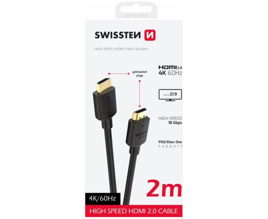 Swissten HDMI uz HDMI 4K Vads 2m