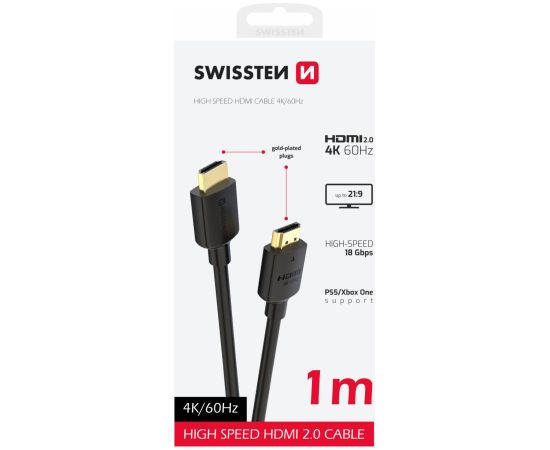 Swissten HDMI uz HDMI 4K Vads 1m