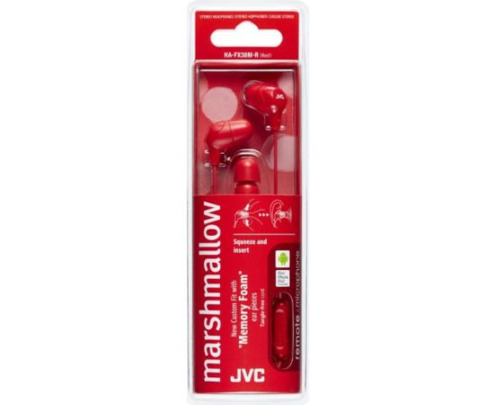 JVC HA-FX38M-R-E Marshmallow наушники с пультом и микрофоном