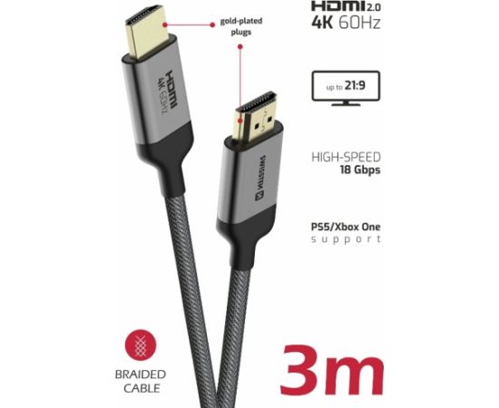 Swissten HDMI uz HDMI 4K Vads 3m