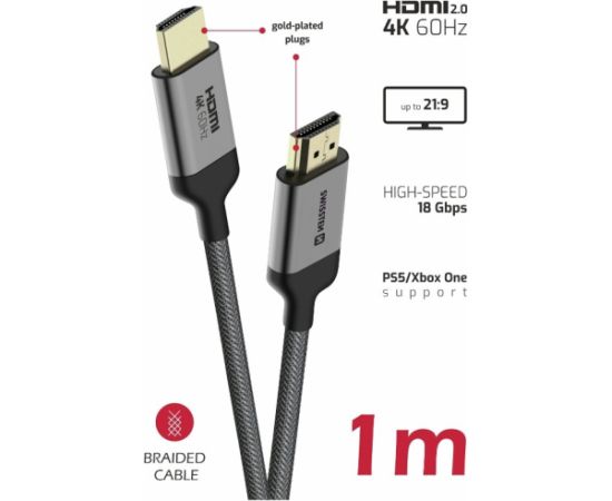 Swissten HDMI uz HDMI 4K Vads 1m