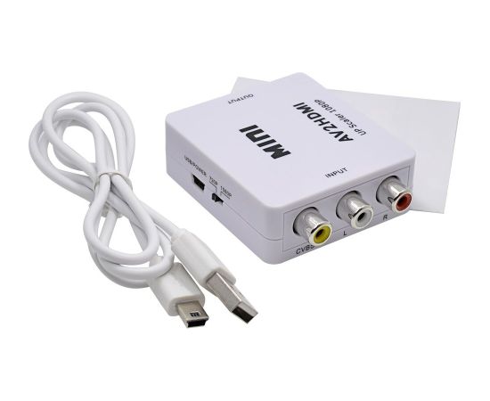 RoGer Signāla Pārveidotājs Adapteris no RCA uz HDMI (+Audio) Balts