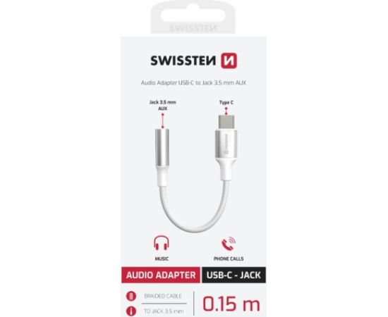 Swissten Textile USB-C нa 3.5 mm Аудио Адаптер 15cm