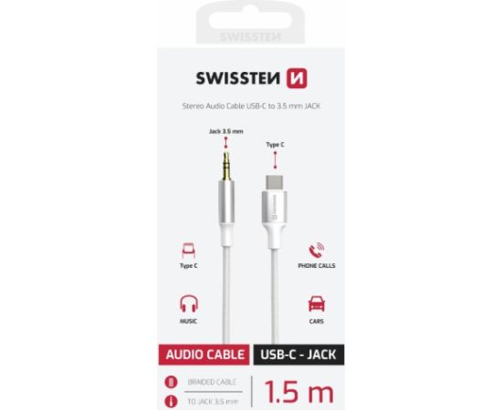 Swissten Audio Adapter Textile Aудио адаптер USB-C - 3.5mm Kабель 1.5m