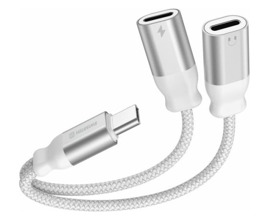 Swissten Textile USB-C Audio Charging Адаптер 2x USB-C 0.12m