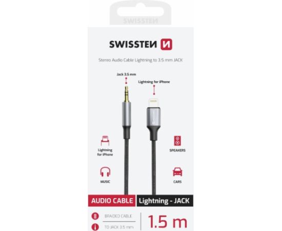 Swissten Audio Adapter Textile Aудио адаптер Lightning - 3.5mm Kабель 1.5m