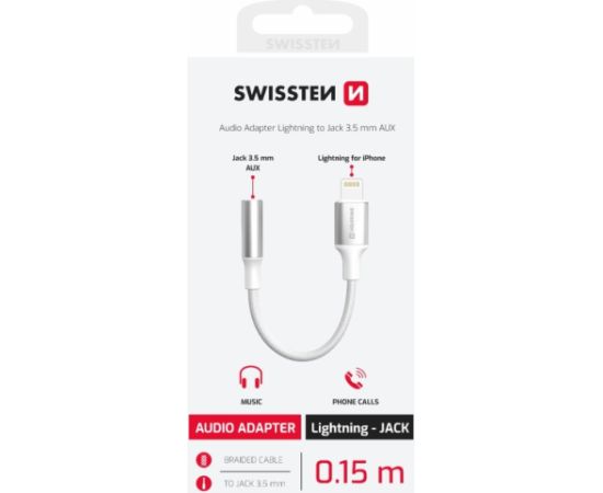 Swissten Textile Lightning нa 3.5 mm Аудио Адаптер 15cm