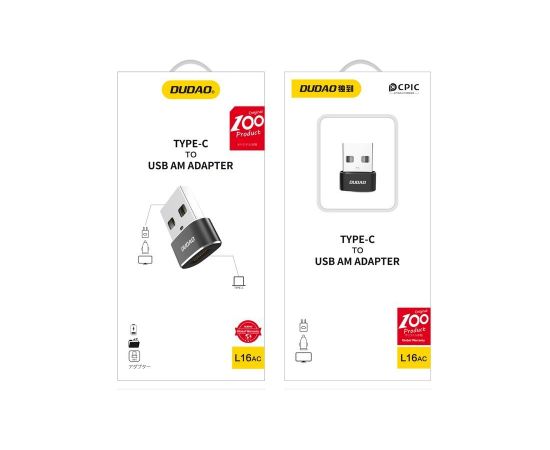 Dudao adapteris USB Type-C uz USB adapteris melns (L16AC melns)