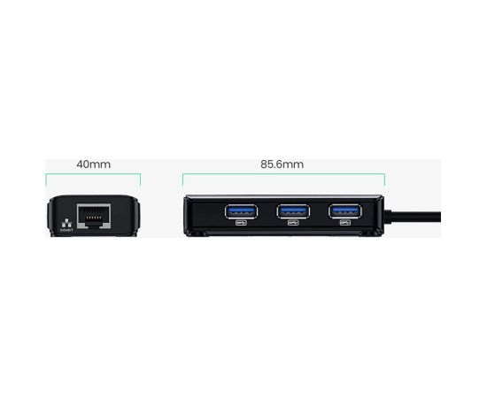 Ugreen 20265 USB-A | RJ45 1000 Mbps HUB 3x USB 3.0 сетевой адаптер - черный