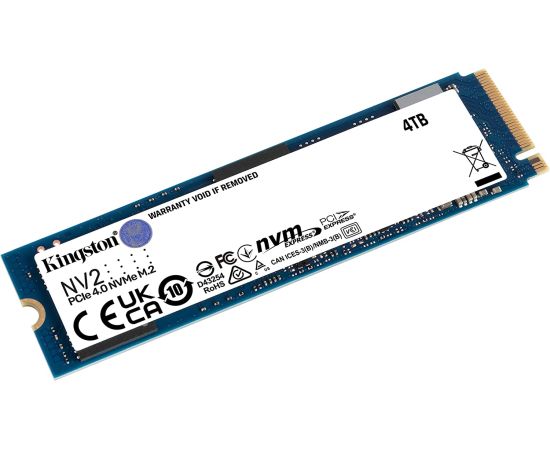 SSD|KINGSTON|NV2|4TB|M.2|PCIE|NVMe|Write speed 2800 MBytes/sec|Read speed 3500 MBytes/sec|2.2mm|TBW 1280 TB|MTBF 1500000 hours|SNV2S/4000G