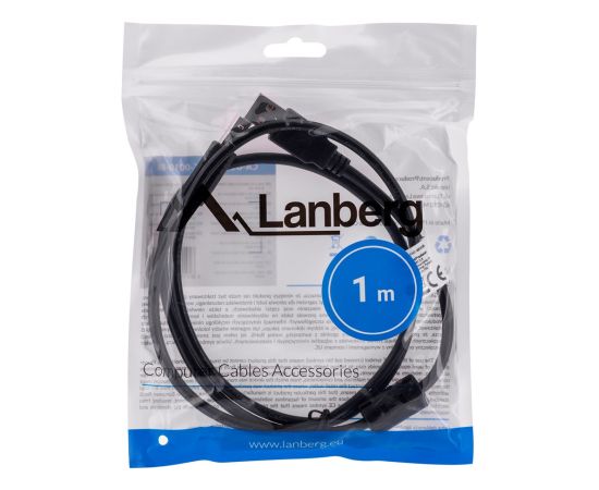 Lanberg CA-USBA-11CC-0010-BK USB cable 1 m 2.0 USB B Black