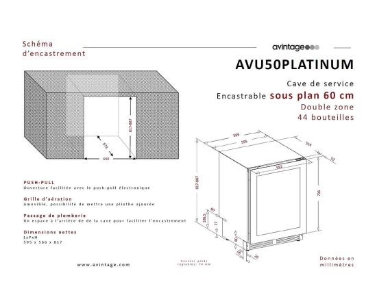 Avintage AVU50 PLATINUM Vīna skapis, dzesētājs