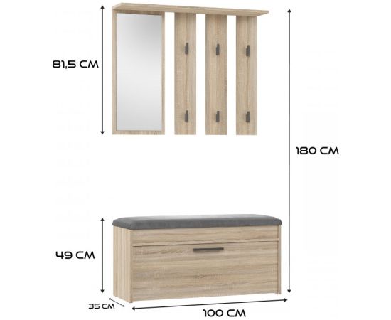 Top E Shop PARMA closet 100x35x180 cm, oak sonoma