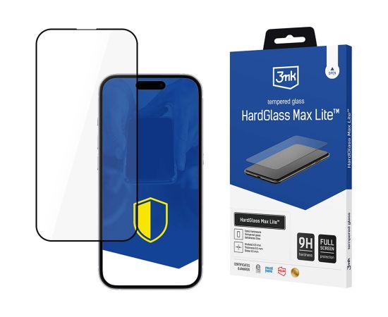 Tempered glass 3mk Hard Glass Max Lite Apple iPhone 16e black