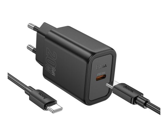 Сетевая зарядка Hoco N60 20W GaN USB-C + USB-C to USB-C cable 1.0m черная