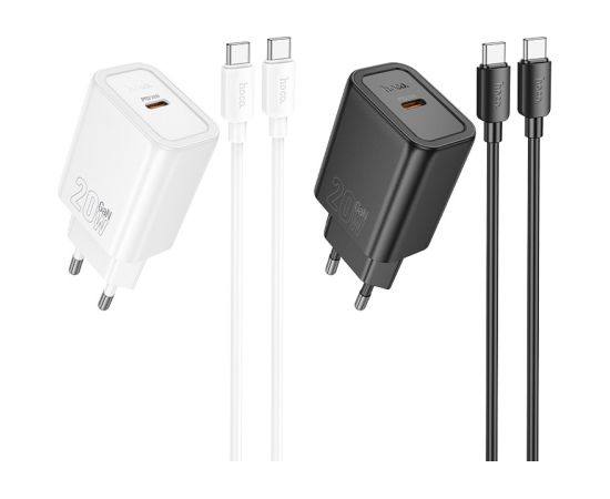 Сетевая зарядка Hoco N60 20W GaN USB-C + USB-C to USB-C cable 1.0m черная