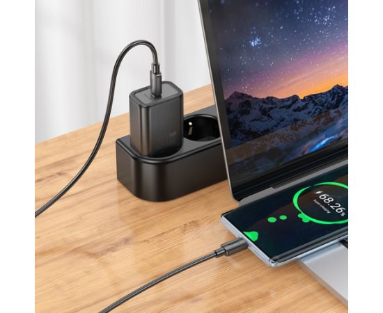 Сетевая зарядка Hoco N62 30W GaN USB-C + USB-C to USB-C cable 1.0m черная