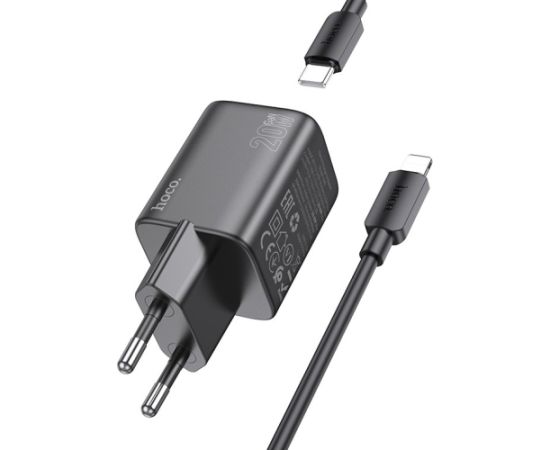 Сетевая зарядка Hoco N40 20W USB-C + USB-C to Lightning cable 1.0m черная