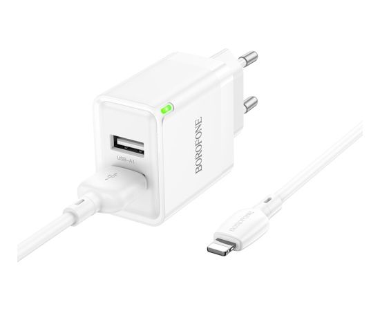 Charger Borofone BN15 10.5W 2xUSB-A + USB-A to Lightning cable 1.0m white