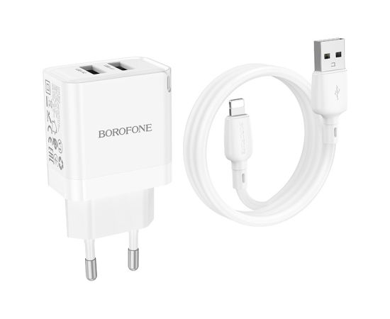 Charger Borofone BN15 10.5W 2xUSB-A + USB-A to Lightning cable 1.0m white