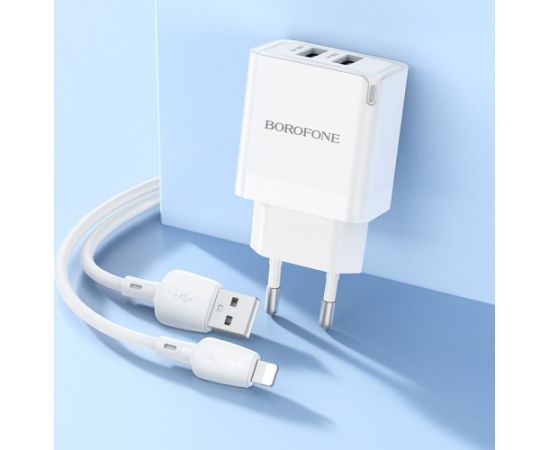 Charger Borofone BN15 10.5W 2xUSB-A + USB-A to Lightning cable 1.0m white