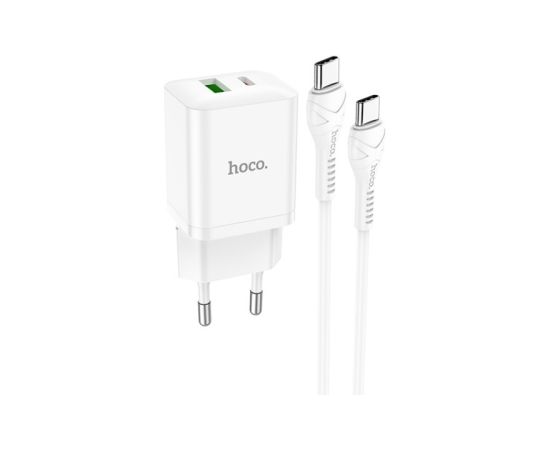 Charger Hoco N28 20W USB-C/USB-A + USB-C to USB-C cable 1.0m white