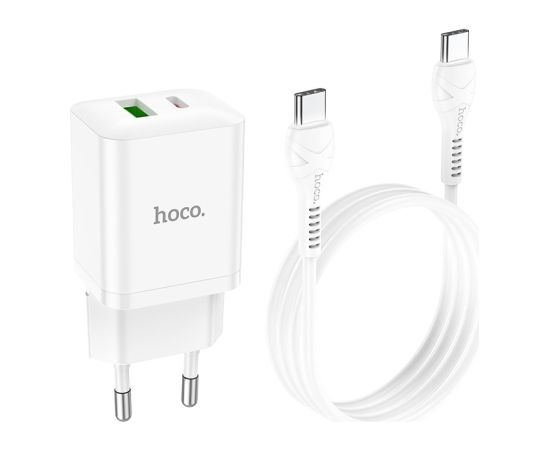 Charger Hoco N28 20W USB-C/USB-A + USB-C to USB-C cable 1.0m white