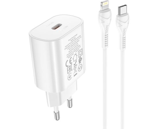 Сетевая зарядка Hoco N22 25W USB-C + USB-C to Lightning cable 1.0m белая