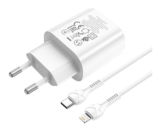 Сетевая зарядка Hoco N22 25W USB-C + USB-C to Lightning cable 1.0m белая