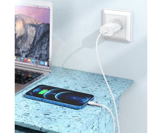 Сетевая зарядка Hoco N22 25W USB-C + USB-C to Lightning cable 1.0m белая